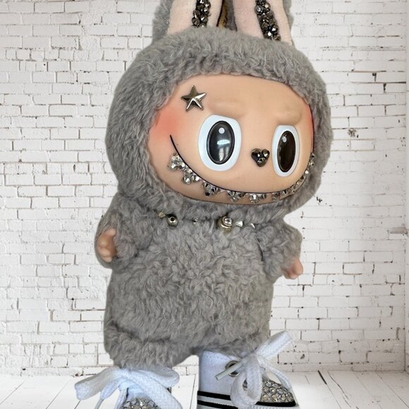 NWOB White Bedazzled Rhinestone Sneakers for your Labubu - Picture 2 of 6